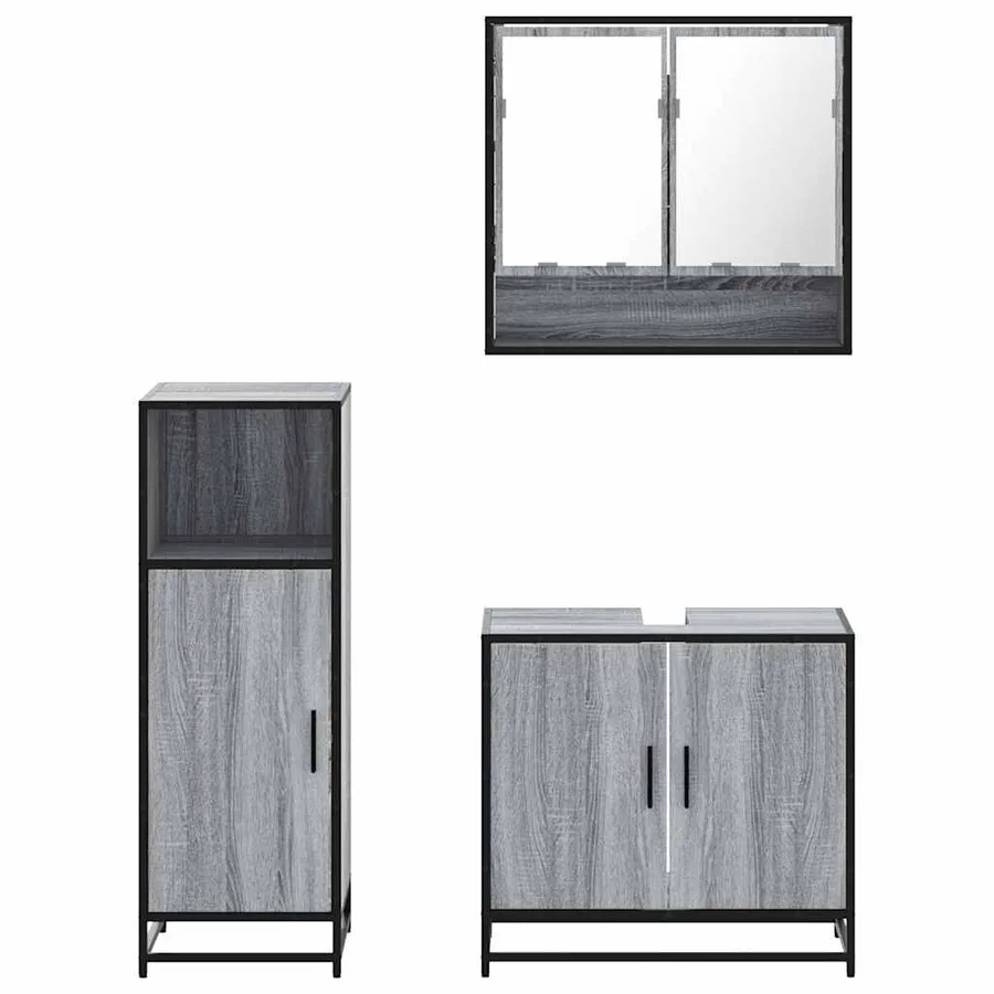 Ensemble de meubles de salle de bain 3 pcs Sonoma gris - 5