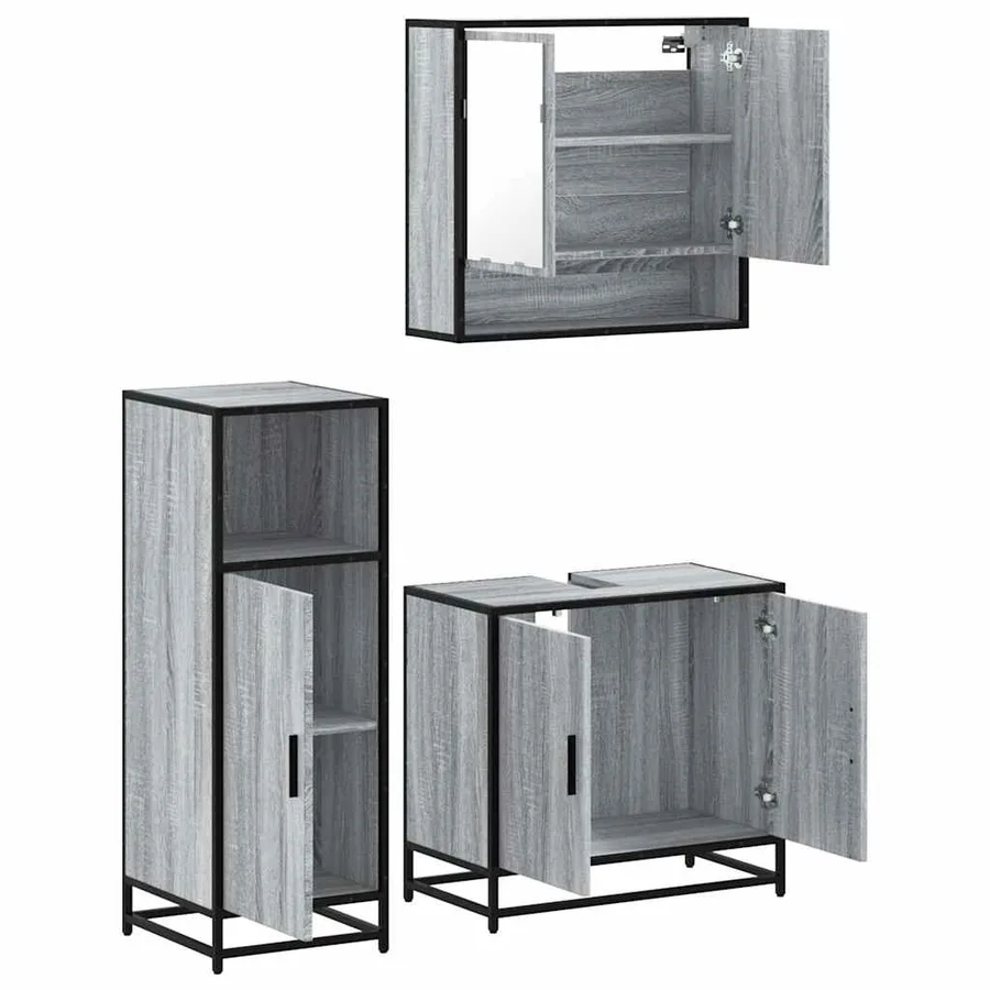 Ensemble de meubles de salle de bain 3 pcs Sonoma gris - 6