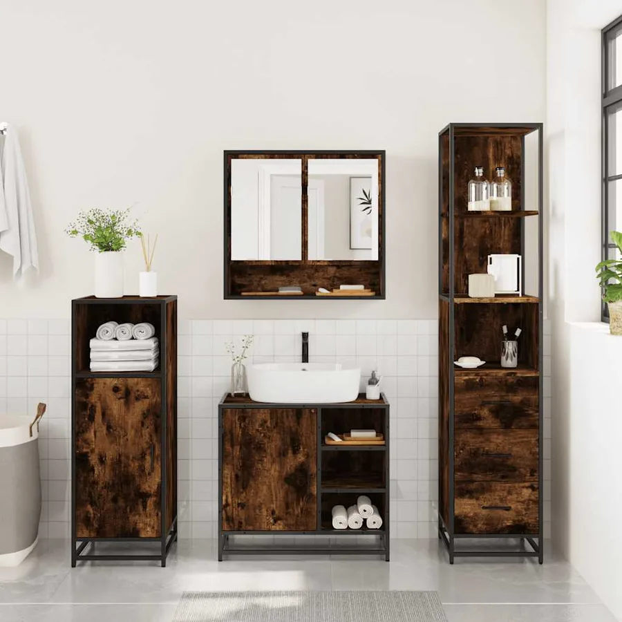 Ensemble de meubles de salle de bain 3 pcs Chêne fumé - 4