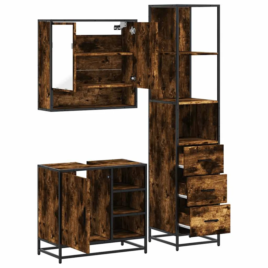 Ensemble de meubles de salle de bain 3 pcs Chêne fumé - 8
