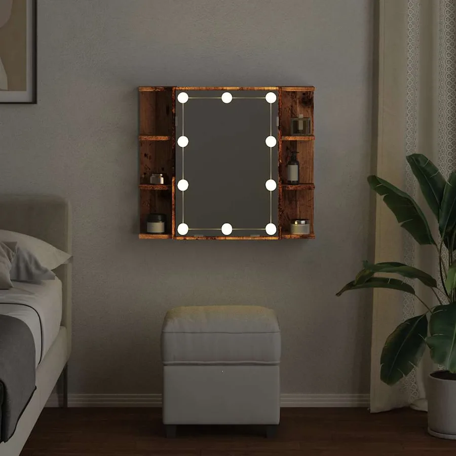 Armoire à miroir avec LED vieux bois 70x16,5x60 cm - 4
