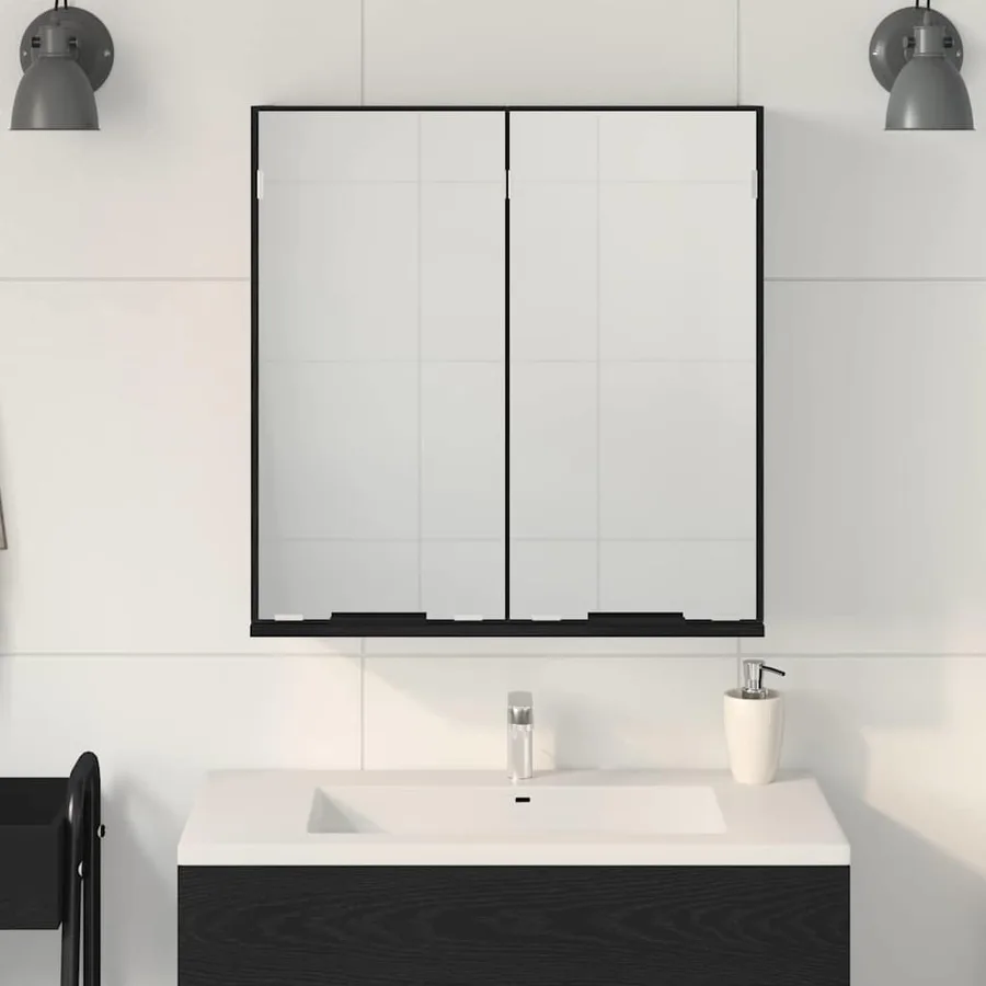 Armoire Miroir Chêne noir 64 x 20 x 67 cm Bois d'ingénierie - 4
