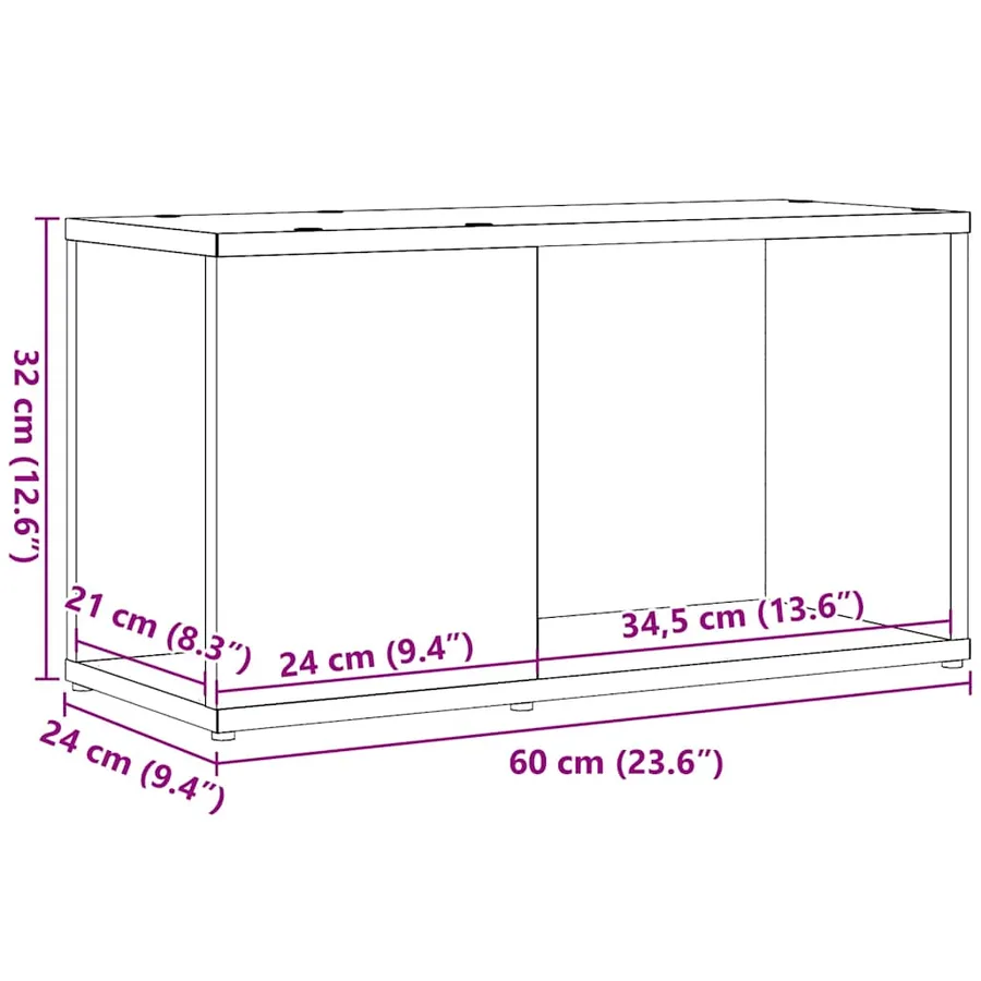 Meuble TV chêne noir 60x24x32 cm bois d'ingénierie - 10
