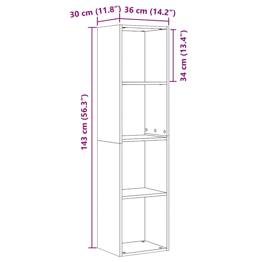 Bibliothèque/Meuble TV vieux bois 36x30x143cm bois d'ingénierie - 10