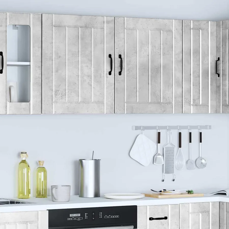 Armoires murales de cuisine 2 pcs Lucca en bois d'ingénierie gris béton - 4
