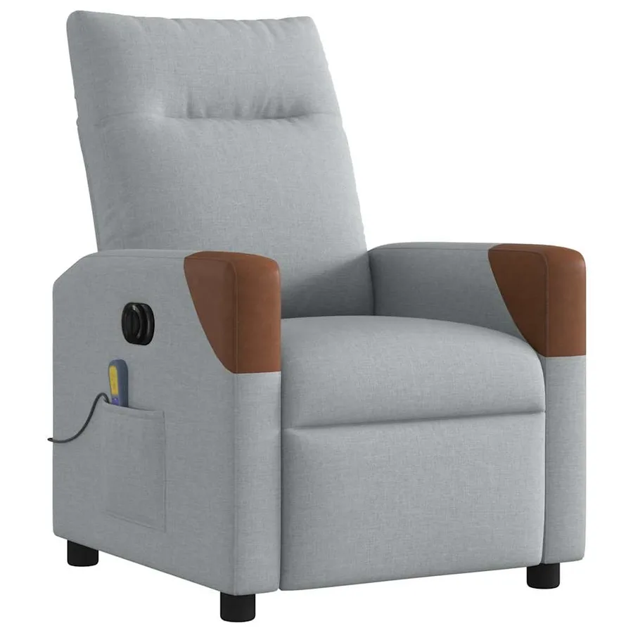 Fauteuil de massage inclinable électrique gris clair tissu - 4