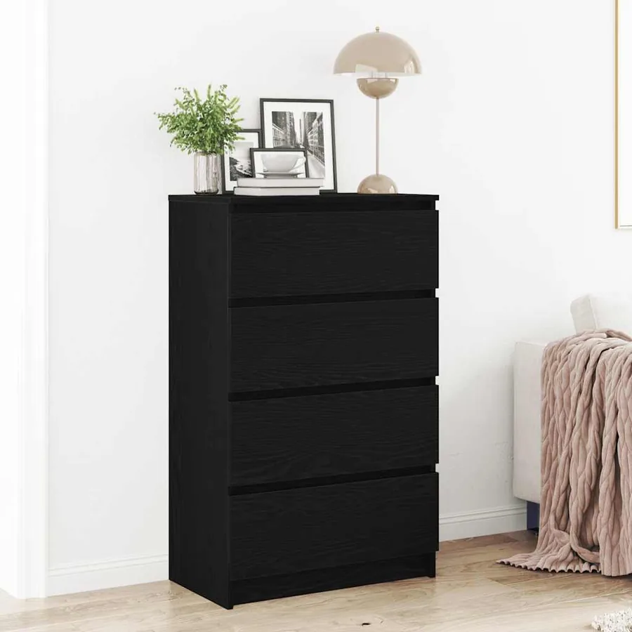 Buffet chêne noir 60x35x98,5 cm bois d'ingénierie