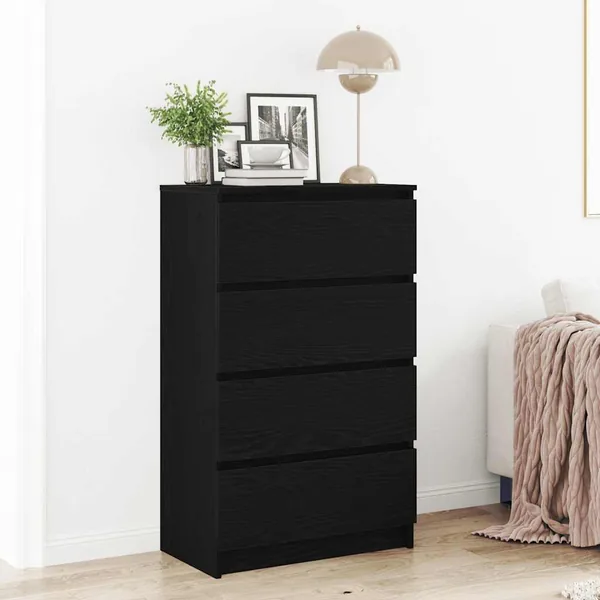 Buffet chêne noir 60x35x98,5 cm bois d'ingénierie