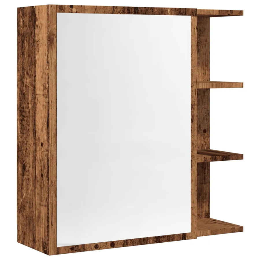 Armoire à miroir de salle de bain vieux bois 62,5x20,5x64 cm - 2