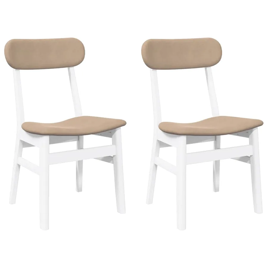 Chaises à manger coussins 2 pcs blanc bois massif caoutchouc - 2