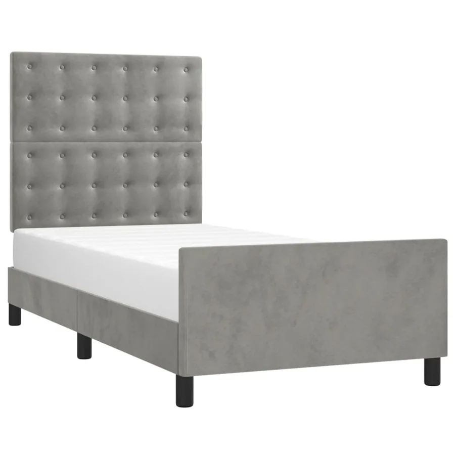 Cadre de lit sans matelas gris clair 80x200 cm velours - 3