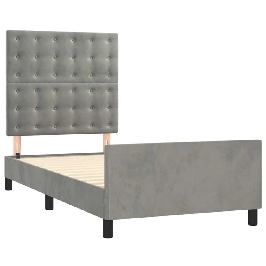 Cadre de lit sans matelas gris clair 80x200 cm velours - 4