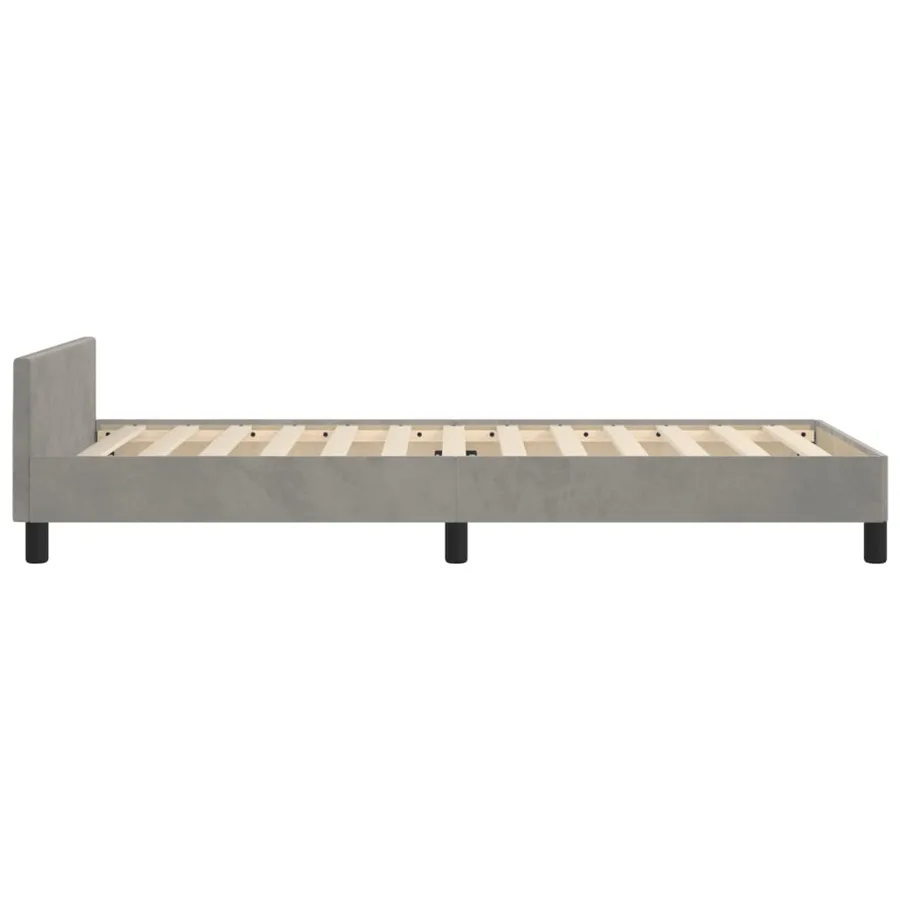 Cadre de lit sans matelas gris clair 80x200 cm velours - 7