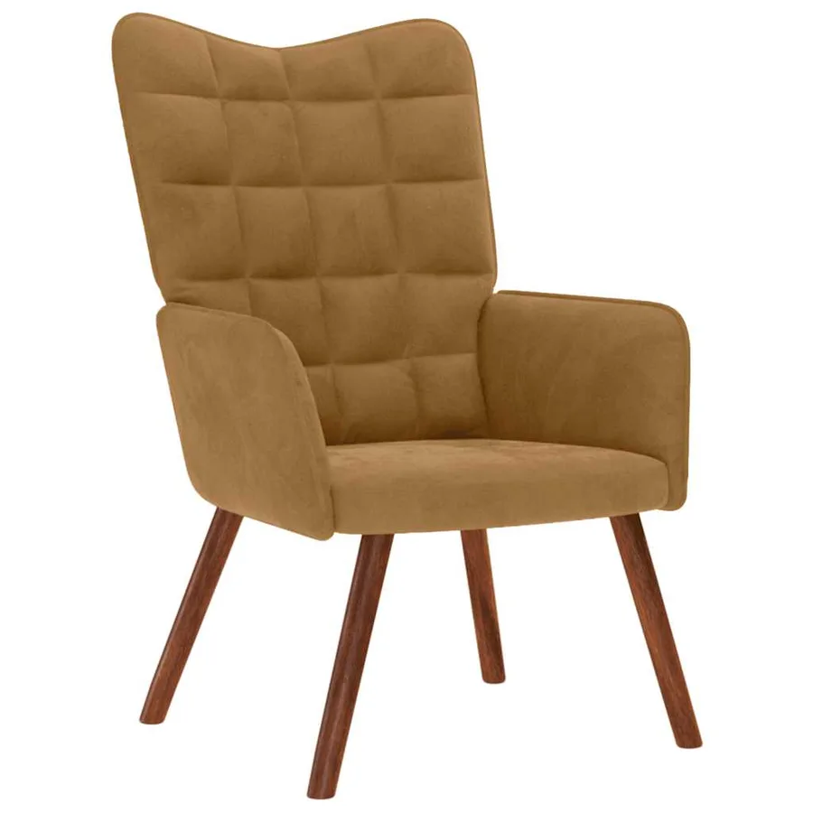 Chaise de relaxation avec tabouret Marron Velours - 4