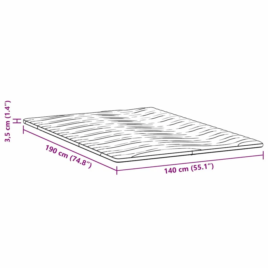 Surmatelas Blanc 140 x 190 cm Tissu en Tricot - 12