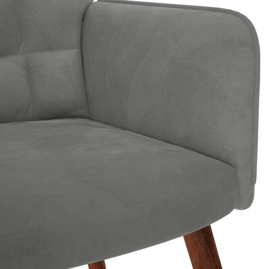 Fauteuil relax avec tabouret en velours gris foncé - 9