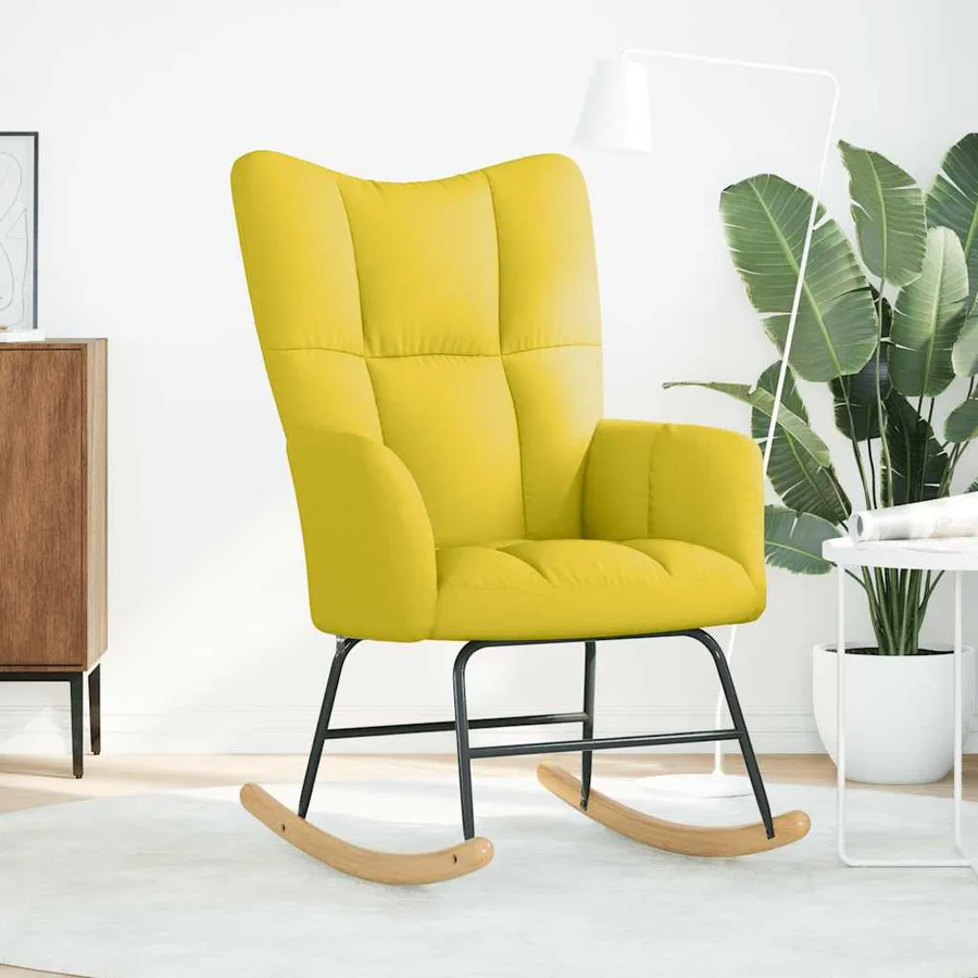 Chaise à bascule jaune clair tissu - 2