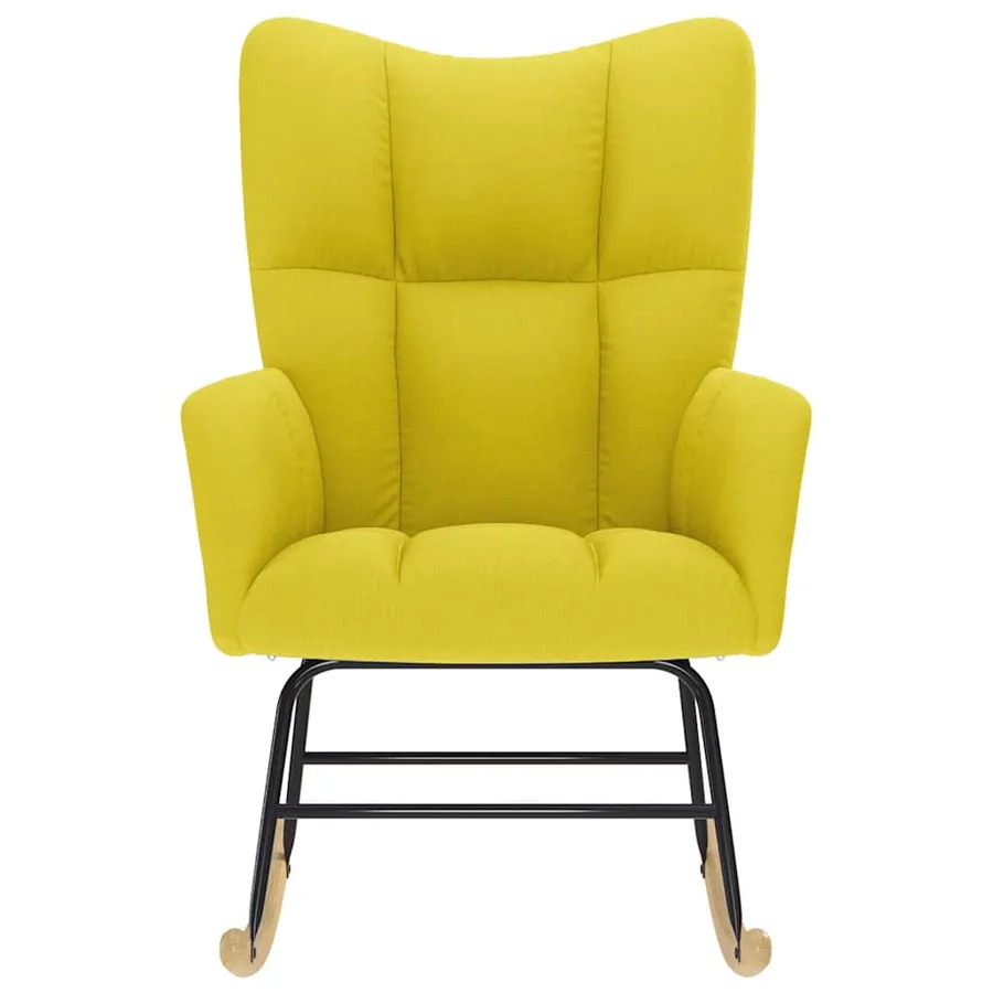 Chaise à bascule jaune clair tissu - 3
