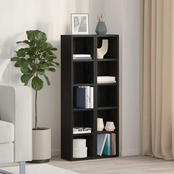 Armoires à CD 2 pcs chêne noir 21x16x93,5 cm bois d'ingénierie