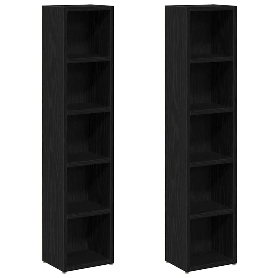 Armoires à CD 2 pcs chêne noir 21x16x93,5 cm bois d'ingénierie - 2