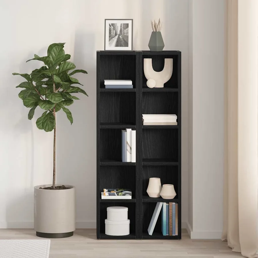 Armoires à CD 2 pcs chêne noir 21x16x93,5 cm bois d'ingénierie - 3