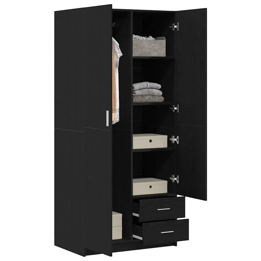 Armoire Chêne noir 80 x 52 x 180 cm Bois d'ingénierie - 3