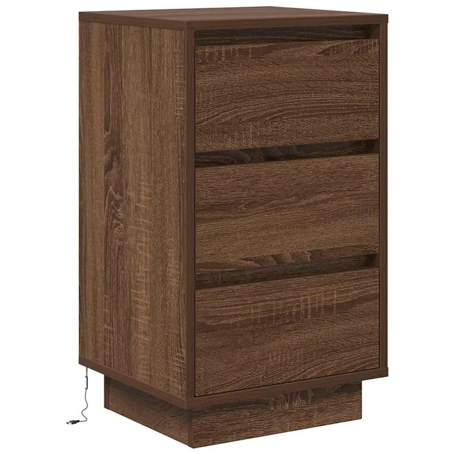 Table de chevet avec lumières LED chêne marron 38x34x65 cm - 3