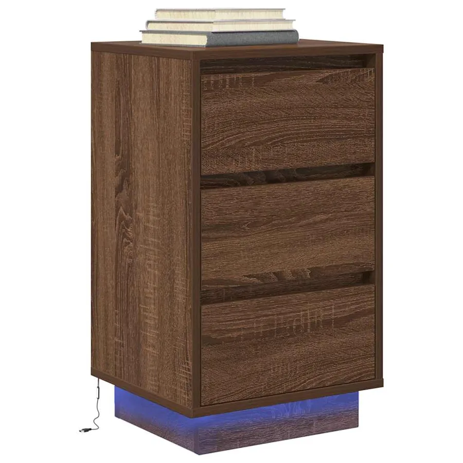 Table de chevet avec lumières LED chêne marron 38x34x65 cm - 5