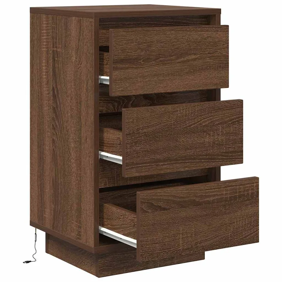 Table de chevet avec lumières LED chêne marron 38x34x65 cm - 6