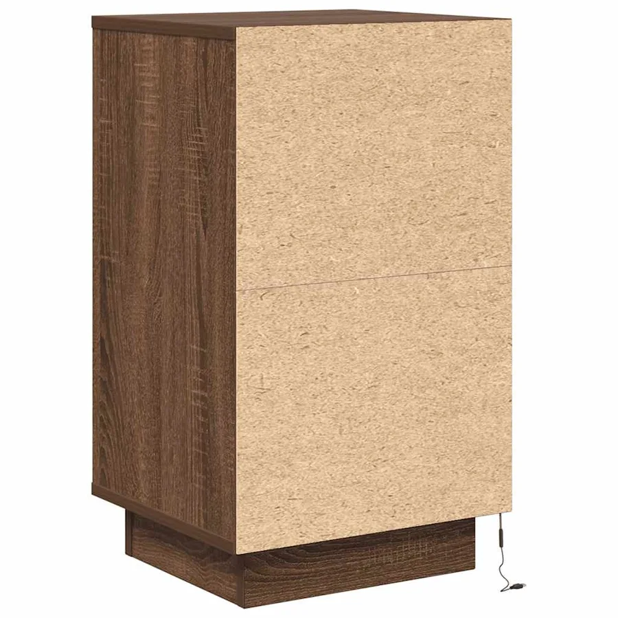 Table de chevet avec lumières LED chêne marron 38x34x65 cm - 9