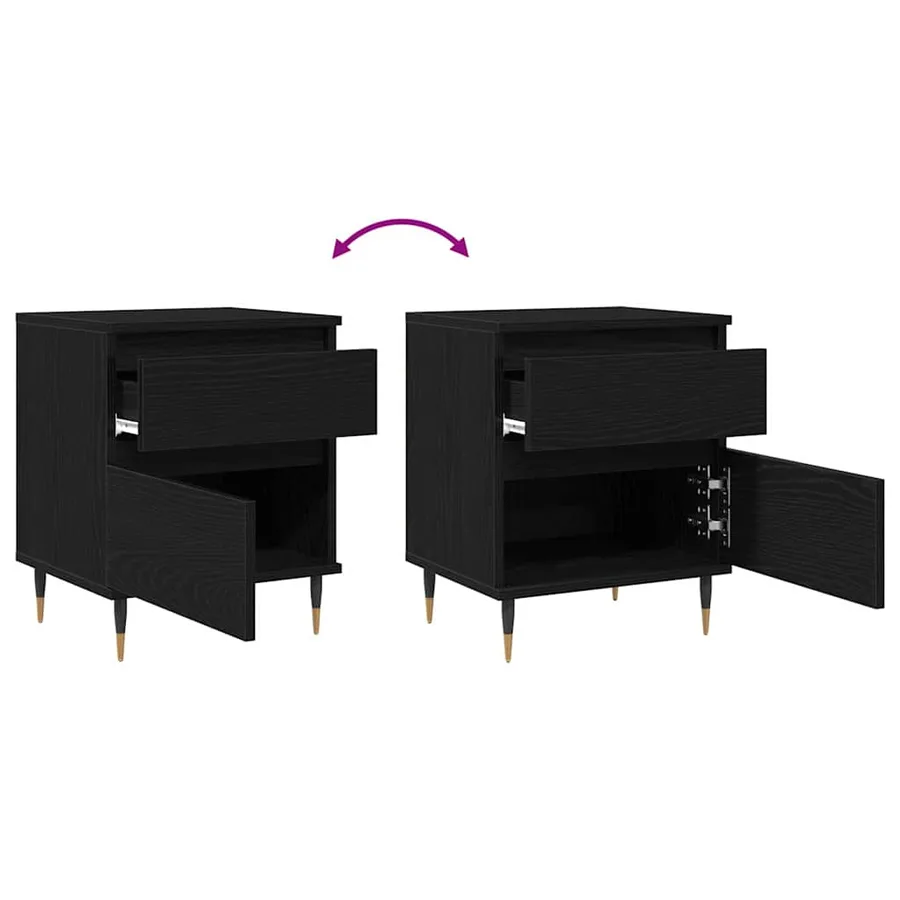 Cabinet de chevet avec tiroir 2 pcs Chêne noir 40 x 35 x 50 cm - 12