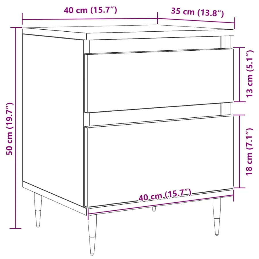 Cabinet de chevet avec tiroir 2 pcs Chêne noir 40 x 35 x 50 cm - 14
