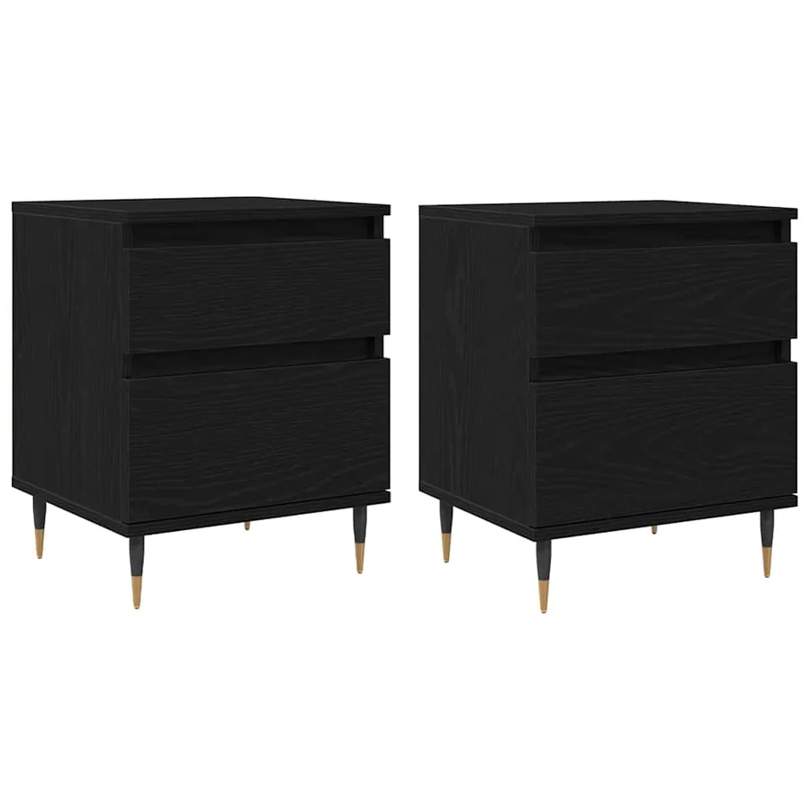 Cabinet de chevet avec tiroir 2 pcs Chêne noir 40 x 35 x 50 cm - 2