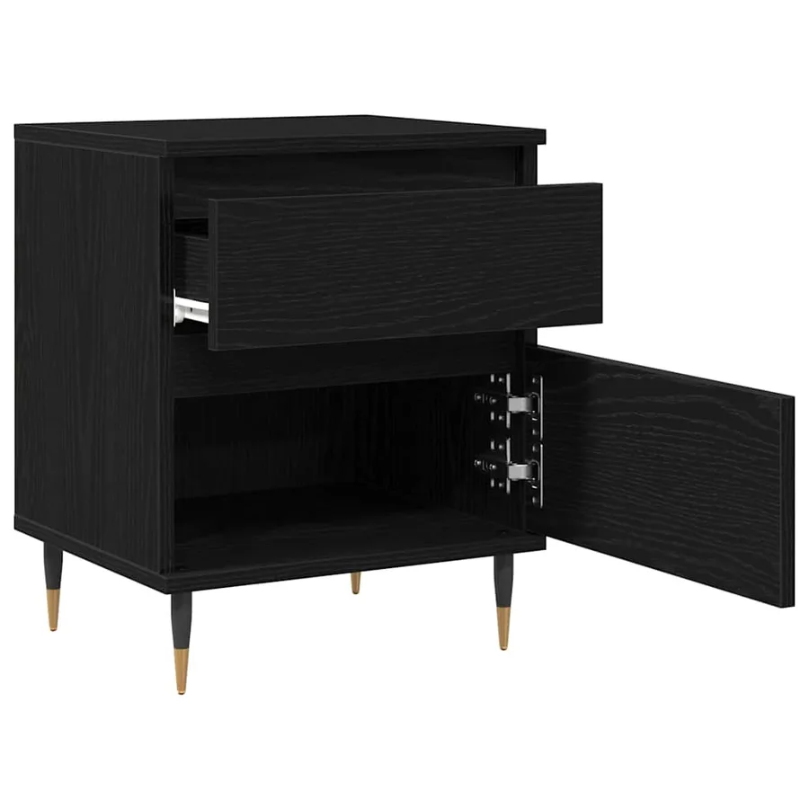 Cabinet de chevet avec tiroir 2 pcs Chêne noir 40 x 35 x 50 cm - 6