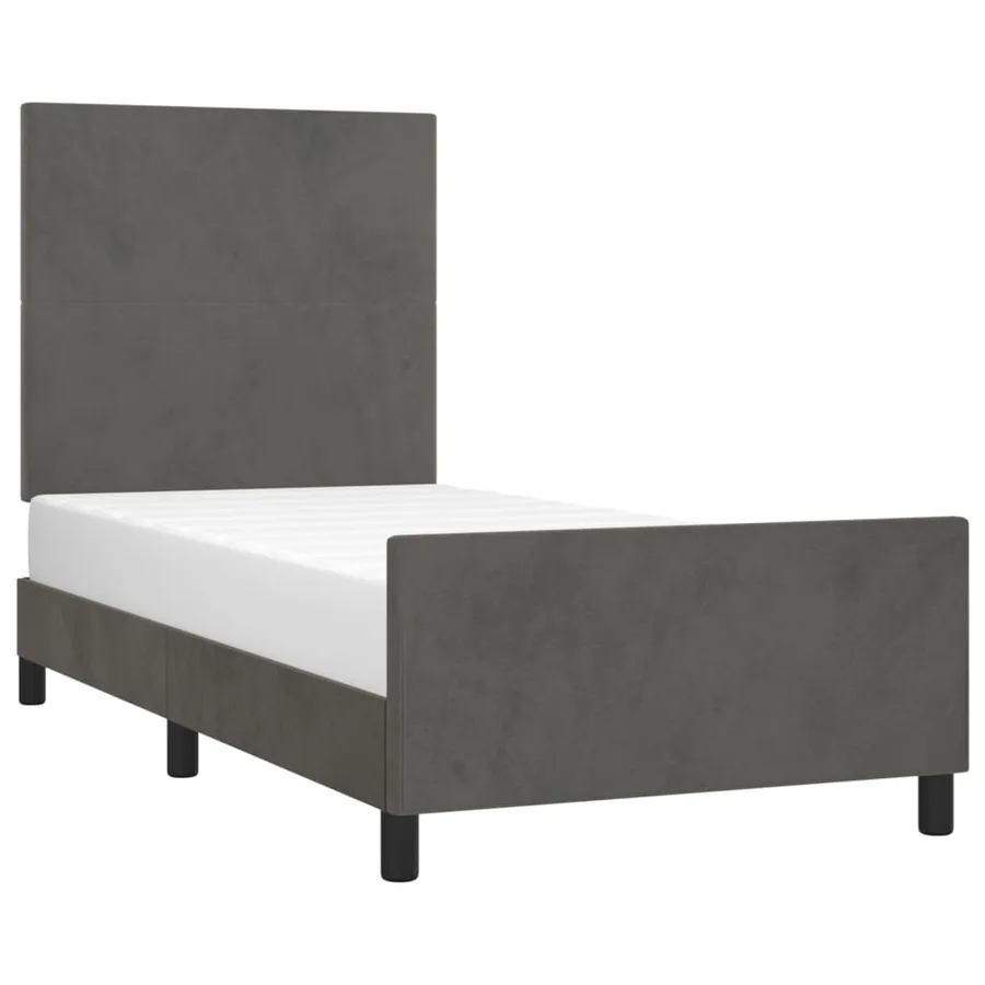Cadre de lit sans matelas gris foncé 80x200 cm velours - 3