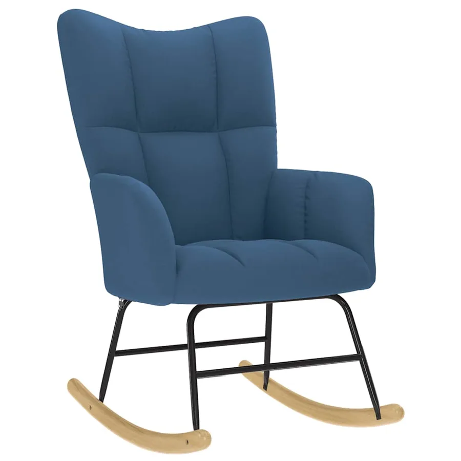 Chaise à bascule avec repose-pied Bleu Tissu - 4