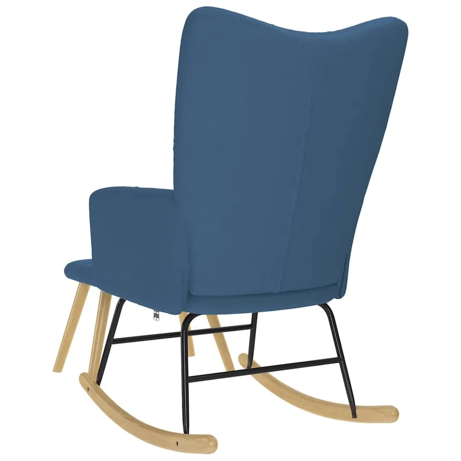 Chaise à bascule avec repose-pied Bleu Tissu - 7