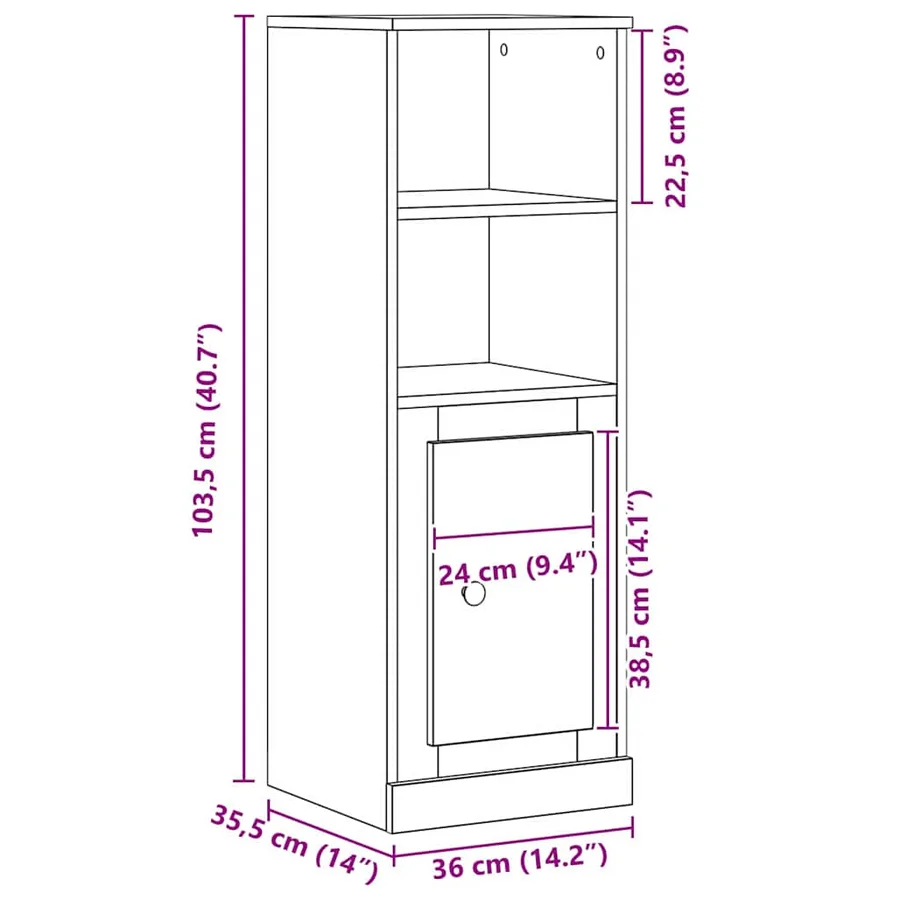 Haut Armoire Chêne noir 132 x 35,5 x 103,5 cm Bois d'ingénierie - 15