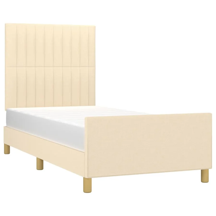 Cadre de lit sans matelas crème 90x190 cm tissu - 3