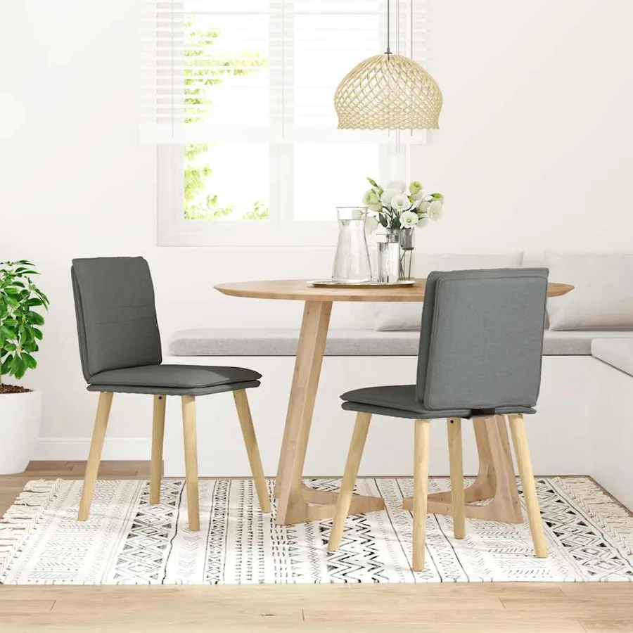 Chaises à manger lot de 2 gris foncé tissu - 2
