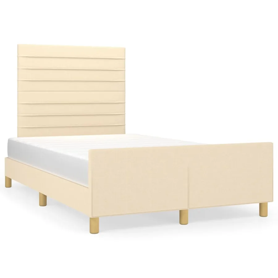 Cadre de lit sans matelas crème 120x200 cm tissu - 2