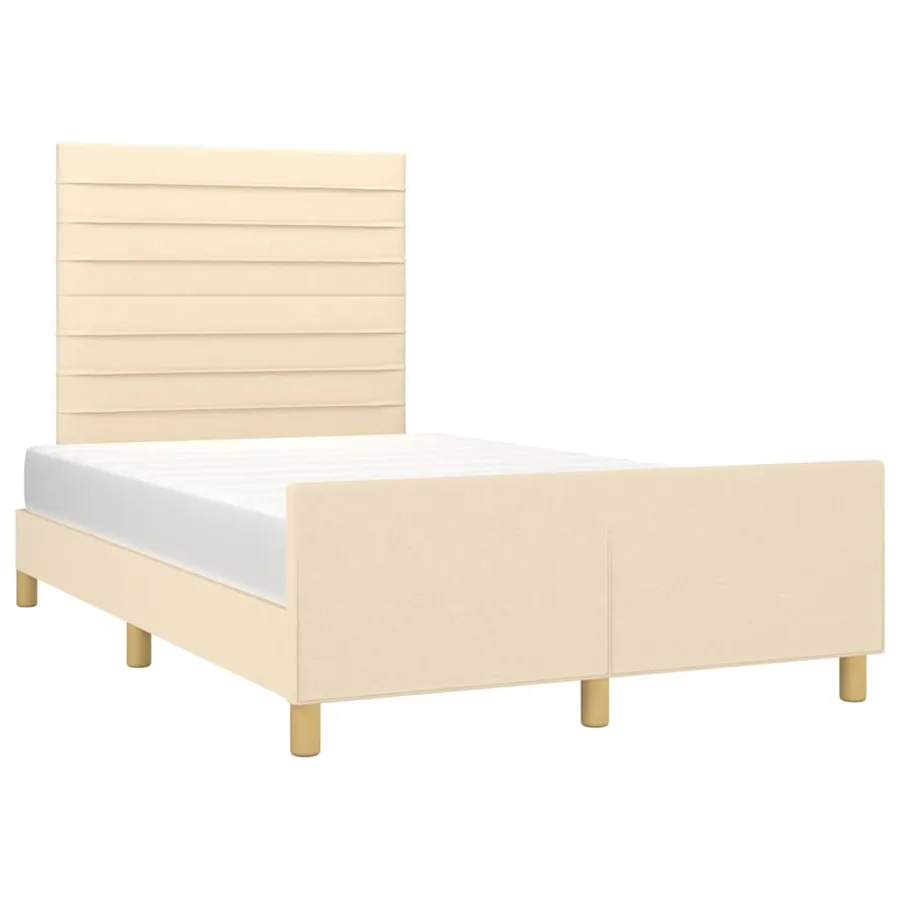 Cadre de lit sans matelas crème 120x200 cm tissu - 3