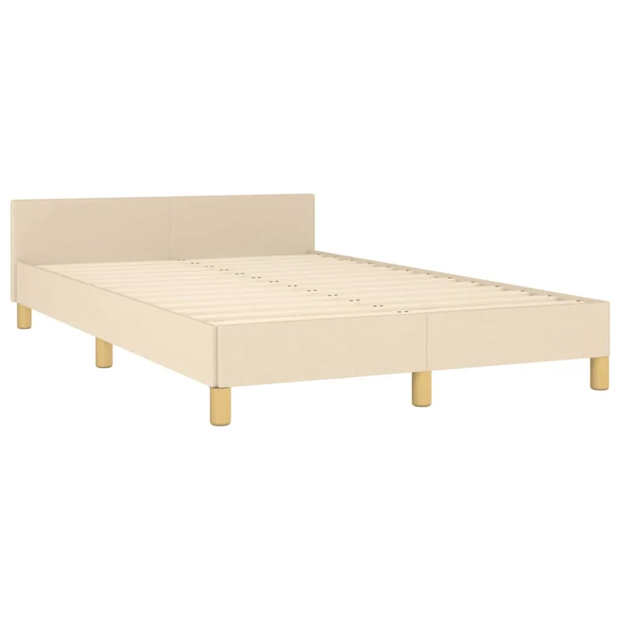 Cadre de lit sans matelas crème 120x200 cm tissu - 5