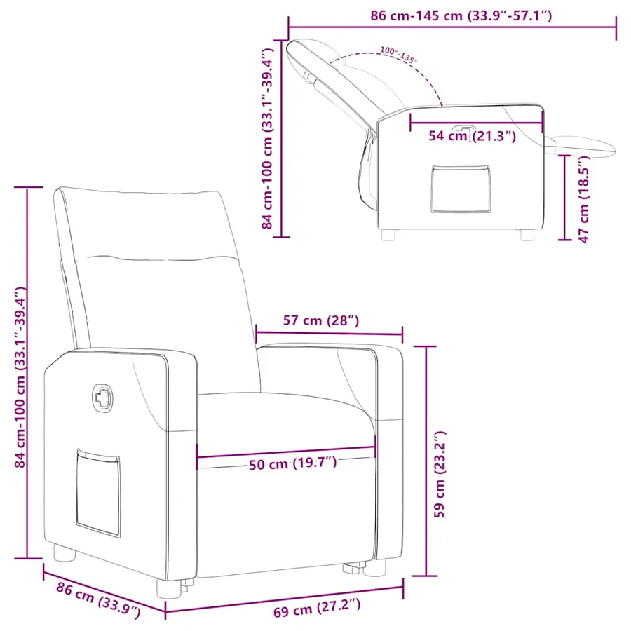 Fauteuil inclinable Crème Tissu - 16