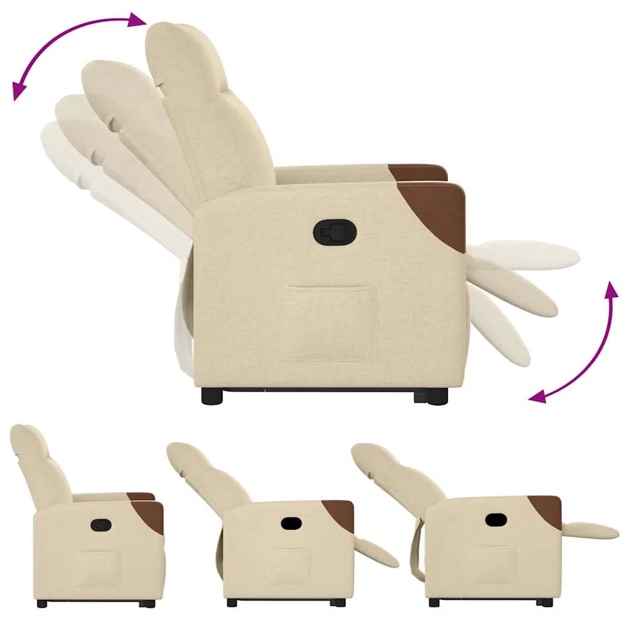 Fauteuil inclinable Crème Tissu - 8
