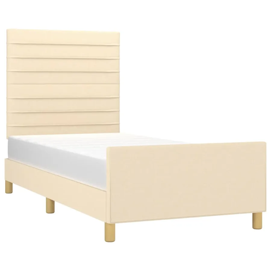 Cadre de lit sans matelas crème 80x200 cm tissu - 3