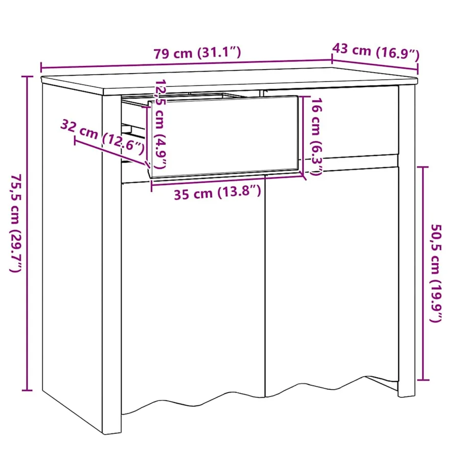 Buffet Drammen Blanc 79 x 43 x 75.5 cm Bois de pin massif - 12