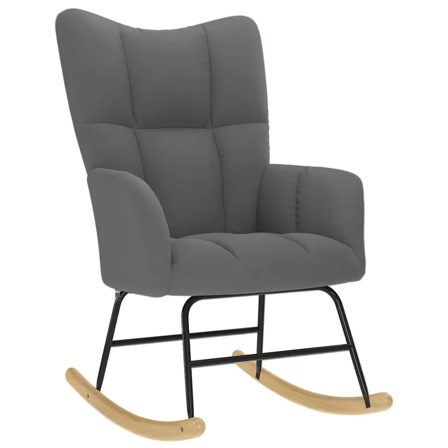 Chaise à bascule avec repose-pied Gris foncé Tissu - 4
