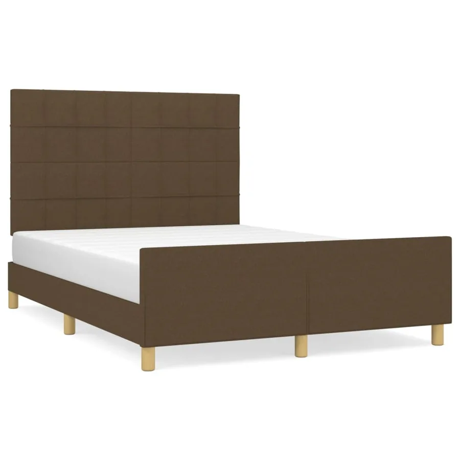Cadre de lit sans matelas marron foncé 140x200 cm tissu - 2