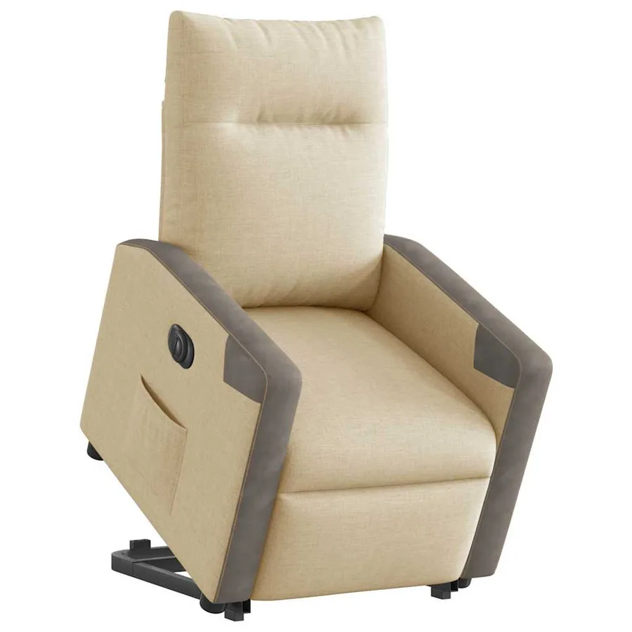 Fauteuil inclinable électrique crème tissu - 2